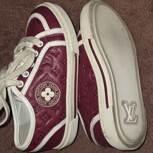 Louis Vuitton Burgundy & White Monogram Low-Top Sneakers